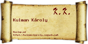 Kulman Károly névjegykártya